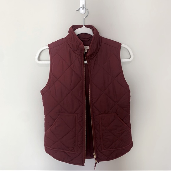 J. Crew Factory Burgundy/Wine Quilted Puffer Vest Size XXS - Picture 1 of 7